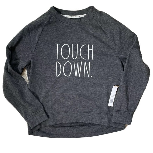 Rae Dunn Tops - NWT Rae Dunn TOUCH DOWN Grey Sweatshirt Pullover Touchdown Size Small
